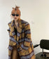 Blurred Check Long Coat